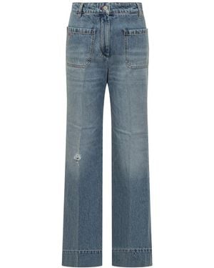 Victoria Beckham Wide Leg Jeans In Vintage Denim - Blue