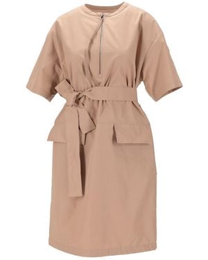 Moncler Belted Midi Dress - Natural