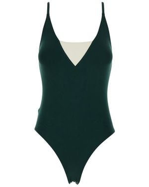 Eres 'entrevue' Green Swimsuit With Spaghetti Straps And Contrasting Details In Tech Fabric Woman