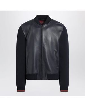 Gucci Nappa And Knit Bomber Jacket - Black