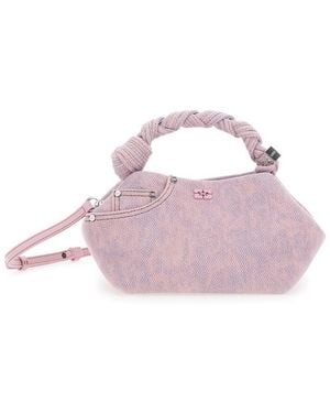 Ganni 'Bou' Mini Handbag With Braided Top Handle And Adjustable And Removable Shoulder Strap - Purple