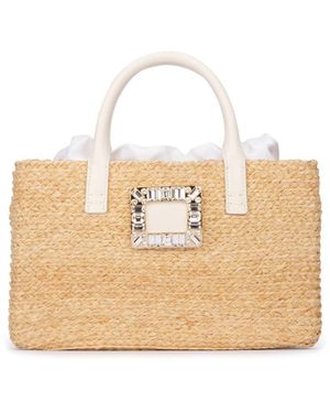 Roger Vivier Rv Skate Straw Shopping Small - Natural