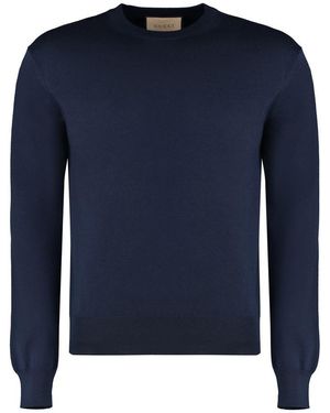 Gucci Crew-Neck Wool Sweater - Blue
