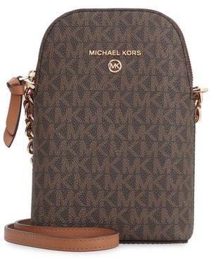 Michael Kors Jet Set Charm Coated Canvas Phone Holder Bag - Brown