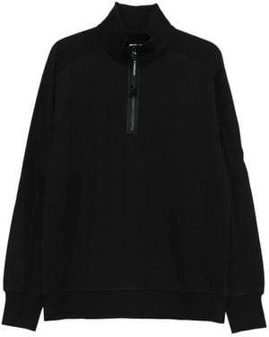 C.P. Company Sweatshirts Polo Collar In Diagonal Raised Fleece Clothing - Black