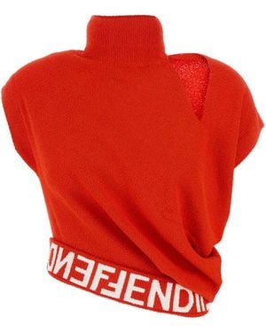 Fendi Corral Stretch Viscose Knit Top - Red