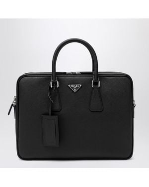 Prada Saffiano Work Bag - Black