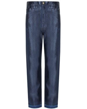 Elisabetta Franchi Oltremare Laminated Baggy Jeans - Blue