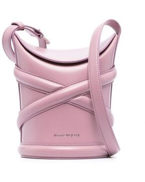 McQueen The Curve Leather Bucket Bag - Pink