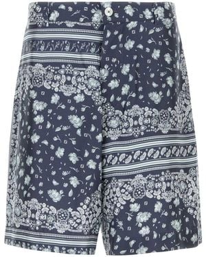 Fendi Printed Silk Bermuda Shorts - Blue