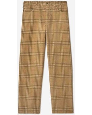 Burberry Checked Corduroy Pants - Natural
