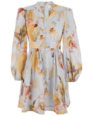 Zimmermann 'Ascension' Light Mini Dress With Flared Skirt And All-Over Print - White