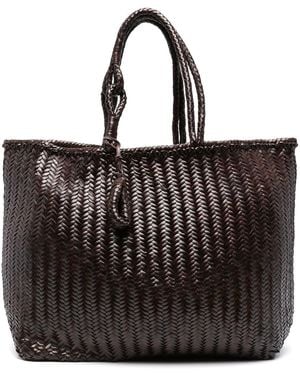Lemaire Chevron Leather Tote Bag - Black