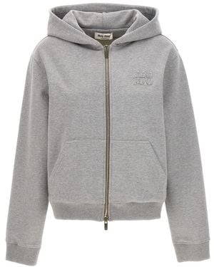 Miu Miu Logo Hoodie - Grey