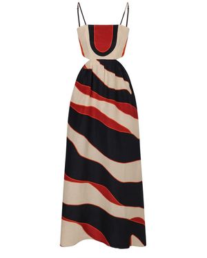 Raquel Diniz Printed Linen Dress - Red
