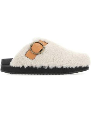 Isabel Marant Ivory Shearling Footb Slippers - White