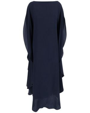 Gianluca Capannolo 'Iris' Midnight Dress With Round Neck And Wide Sleeves - Blue