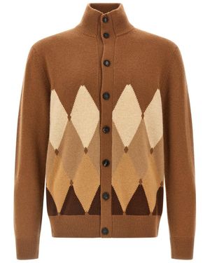Ballantyne Cardigan Argyle - Brown