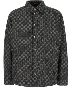 Gucci Embrodiered Denim Reversible Shirt - Black