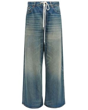 MM6 by Maison Martin Margiela Wide-Leg Denim Cotton Jeans - Blue