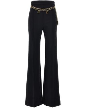 Elisabetta Franchi Logo Charms Belted Trousers - Black