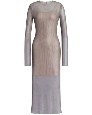 Alberta Ferretti Crystals Net Midi Dress - Grey