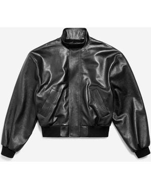 Balenciaga Leather Blouson Jacket - Black