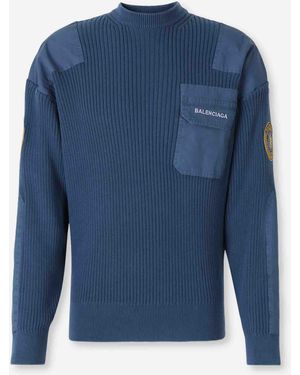 Balenciaga Round Neck Sweater - Blue