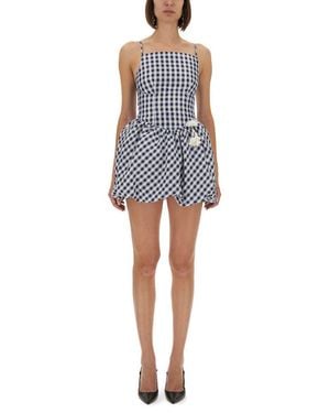 Self-Portrait Chequered Taffeta Mini Dress - Blue
