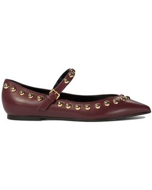 Ninalilou "elisa" Ballet Flats With Studs And Strap - Brown