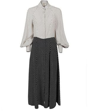 CRI.DA Polka Dot Silk Midi Dress - Grey