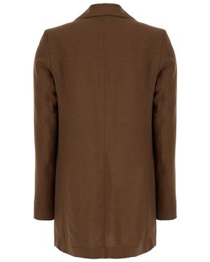 Plain Open Jacket With Shawl Collar - Brown