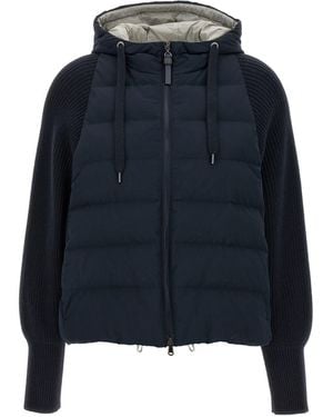 Brunello Cucinelli Two-Material Puffer Jacket - Blue