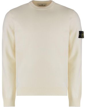 Stone Island Virgin Wool Crew-neck Jumper - White