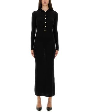 Versace Wool Dress With Buttons - Black