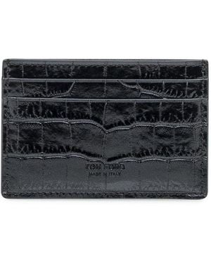 Tom Ford Crocodile Effect Leather Card Holder - Black