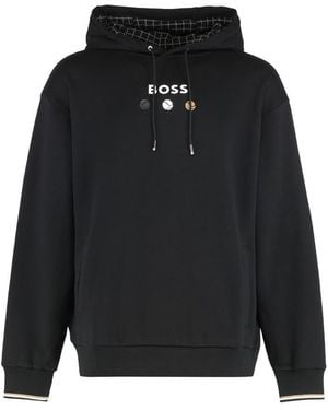 BOSS Hooded Sweatshirt Made Of Terry Cotton - Black