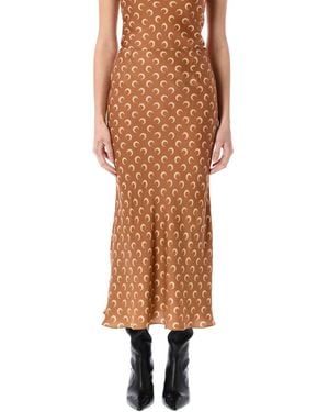 Marine Serre Moon Satin Midi Skirt - Brown