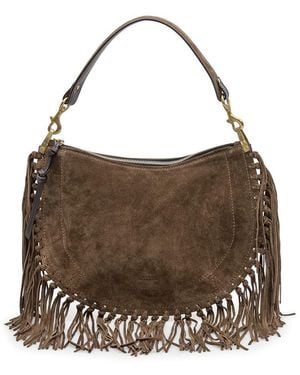 Isabel Marant Oskan Soft Zip Gz Bag With Fringes - Brown