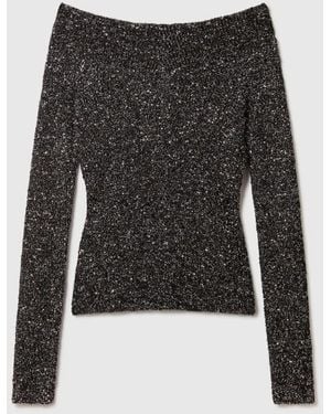 Stella McCartney Soft Touch Knitted Sequins Top - Black