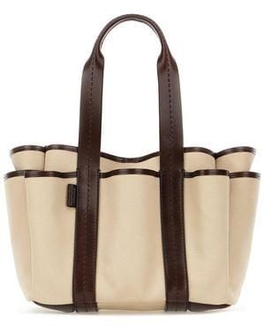Max Mara Sand Canvas Giardiniera Handbag - Natural
