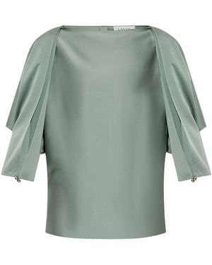 Lanvin Open-Sleeve Top - Green