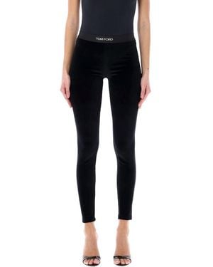 Tom Ford Form-Fitting Velour Leggings - Black