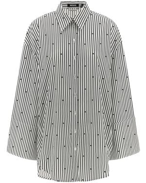 ROTATE BIRGER CHRISTENSEN Poplin Oversized Striped' Shirt - Grey