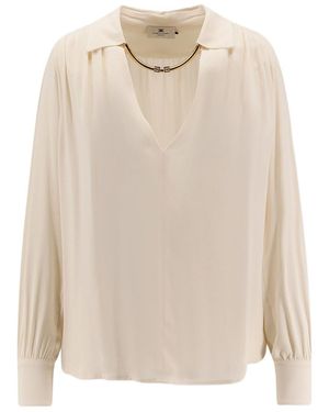 Elisabetta Franchi V-Necked Blouse - Natural