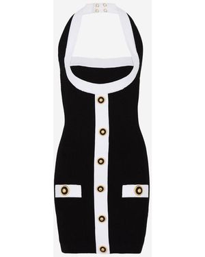 Balmain Contrast Knit Dress - White