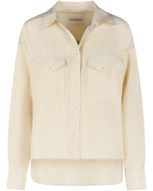 Closed 'Utility' Cream Silk Shirt - Natural