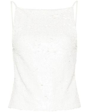 P.A.R.O.S.H. Sequin-Embellished Open-Back Top - White