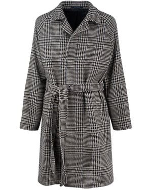 Tagliatore Prince Of Wales Virgin Wool And Cashmere Blend Coat - Grey