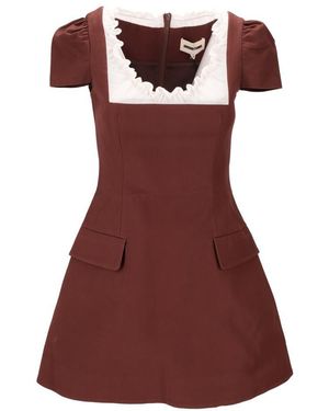 ShuShu/Tong Scalloped Short Sleeve Dress - Red